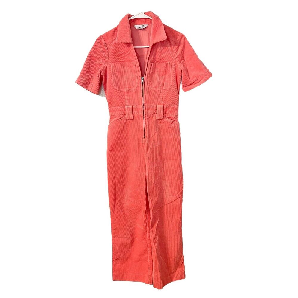 & Other Stories Salmon Pink Corduroy Zip Jumpsuit Size US 4 Utility NWOT $148